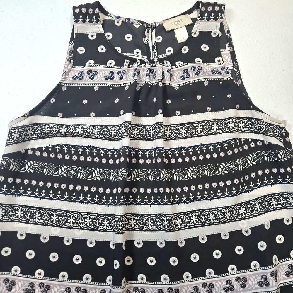 LOFT Outlet Women’s Sleeveless Tank Top S Small Black, White, Pink Muted Tones